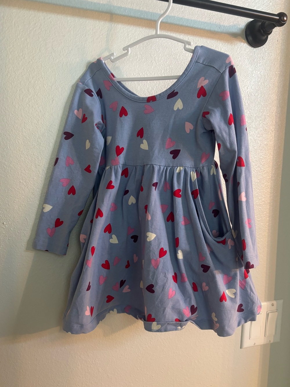 Hanna Andersson Light Blue Heart-Print Long Sleeve Dress